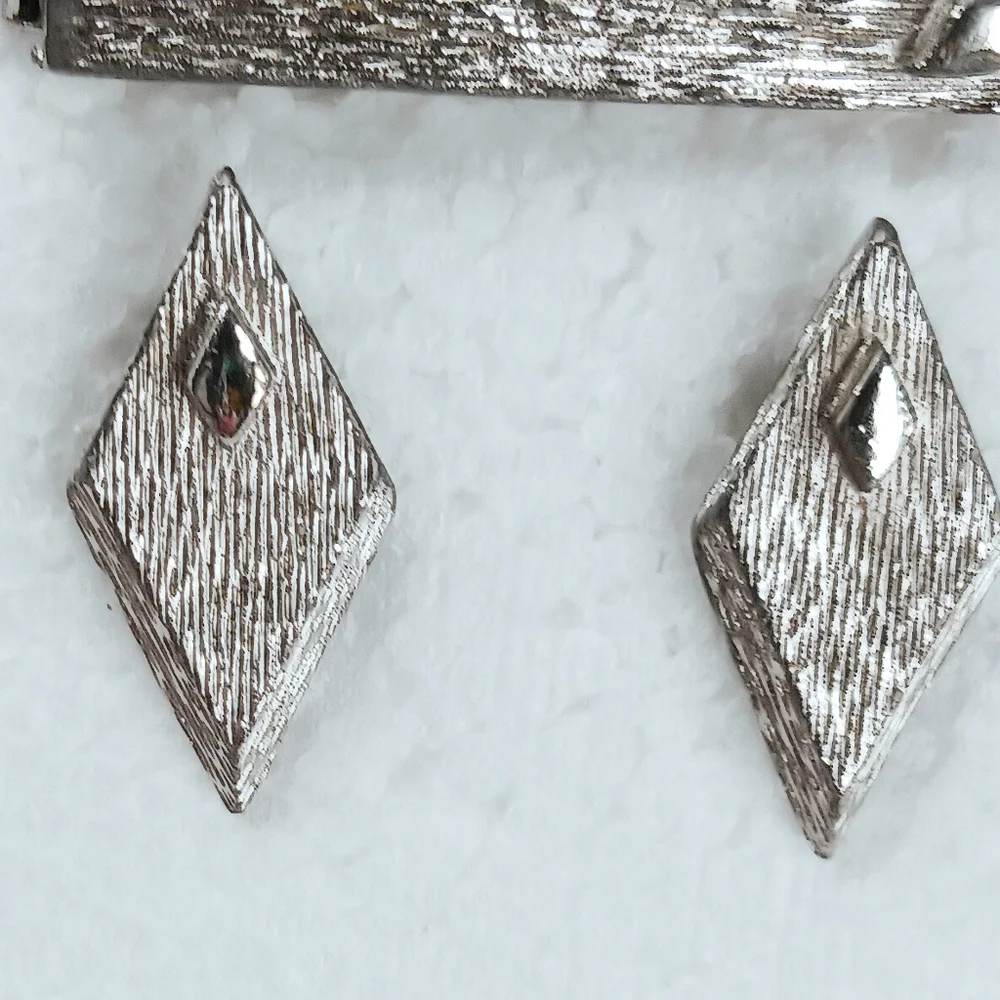 Men Cufflinks Tie Clip Bar Silver